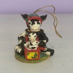 Vintage 1993 cowtown “calf in a box” ornament